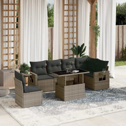 vidaXL Set Divani da Giardino 7 pz con Cuscini Grigio in Polyrattan