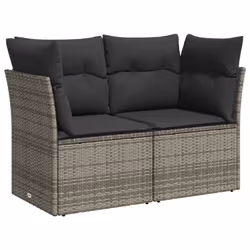 vidaXL Set Divano da Giardino 10 pz con Cuscini Grigio in Polyrattan - Vista aggiuntiva 3