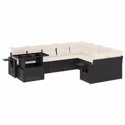 vidaXL Set Divani da Giardino 10pz con Cuscini in Polyrattan Nero - Vista aggiuntiva 2