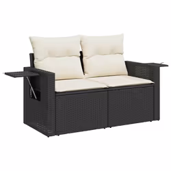 vidaXL Set Divani da Giardino 10pz con Cuscini in Polyrattan Nero - Vista aggiuntiva 3
