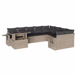vidaXL Set Divano Giardino 10 pz con Cuscini Grigio Chiaro Polyrattan - Vista aggiuntiva 2