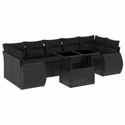 vidaXL Set Divani da Giardino con Cuscini 8 pz Nero in Polyrattan - Vista aggiuntiva 2