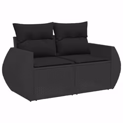 vidaXL Set Divani da Giardino con Cuscini 8 pz Nero in Polyrattan - Vista aggiuntiva 3