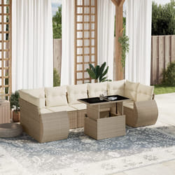 vidaXL Set Divano da Giardino 8 pz con Cuscini Beige in Polyrattan