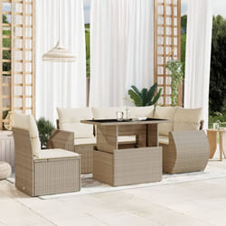 vidaXL Set Divano da Giardino 6 pz con Cuscini Beige in Polyrattan