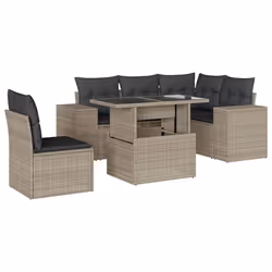 vidaXL Set Divano da Giardino 6pz con Cuscini Grigio Chiaro Polyrattan - Vista aggiuntiva 2