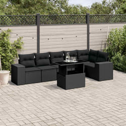 vidaXL Set Divani da Giardino con Cuscini 7pz Nero Polyrattan