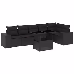 vidaXL Set Divani da Giardino con Cuscini 7pz Nero Polyrattan - Vista aggiuntiva 2