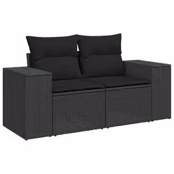vidaXL Set Divani da Giardino con Cuscini 7pz Nero Polyrattan - Vista aggiuntiva 3