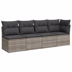vidaXL Set Divani da Giardino 7 pz con Cuscini Grigio in Polyrattan - Vista aggiuntiva 3