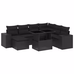 vidaXL Set Divani da Giardino con Cuscini 8 pz Nero in Polyrattan - Vista aggiuntiva 2