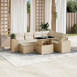 vidaXL Set Divano da Giardino 8 pz con Cuscini Beige in Polyrattan