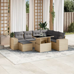 vidaXL Set Divano da Giardino 8 pz con Cuscini Beige in Polyrattan