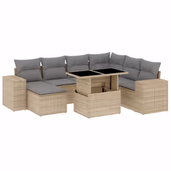 vidaXL Set Divano da Giardino 8 pz con Cuscini Beige in Polyrattan - Vista aggiuntiva 2