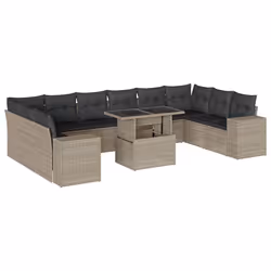 vidaXL Set Divani da Giardino 11 pz con Cuscini in Polyrattan Grigio - Vista aggiuntiva 2