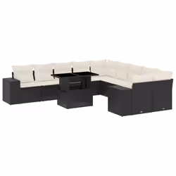 vidaXL Set Divani da Giardino 11 pz con Cuscini in Polyrattan Nero - Vista aggiuntiva 2