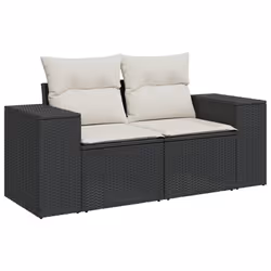vidaXL Set Divani da Giardino 11 pz con Cuscini in Polyrattan Nero - Vista aggiuntiva 3