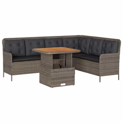 vidaXL Set Divano da Giardino 2 pz con Cuscini Grigio in Polyrattan - Vista aggiuntiva 2