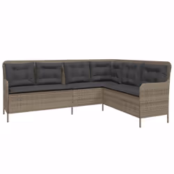 vidaXL Set Divano da Giardino 2 pz con Cuscini Grigio in Polyrattan - Vista aggiuntiva 3