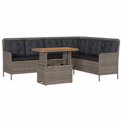 vidaXL Set Divano da Giardino 2 pz con Cuscini Grigio in Polyrattan - Vista aggiuntiva 2