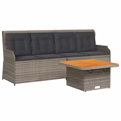 vidaXL Set Divani da Giardino 3 pz con Cuscini in Polyrattan Grigio - Vista aggiuntiva 2