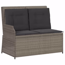 vidaXL Set Divani da Giardino 3 pz con Cuscini in Polyrattan Grigio - Vista aggiuntiva 3