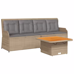 vidaXL Set Divani da Giardino 3 pz con Cuscini in Polyrattan Beige - Vista aggiuntiva 2