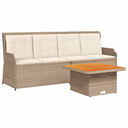 vidaXL Set Divani da Giardino 3 pz con Cuscini in Polyrattan Beige - Vista aggiuntiva 2