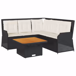 vidaXL Set Divani da Giardino 4 pz con Cuscini Nero in Polyrattan - Vista aggiuntiva 2