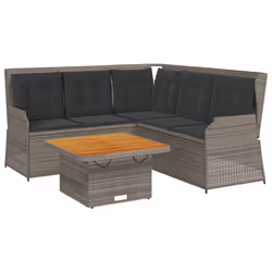 vidaXL Set Divani da Giardino 4 pz con Cuscini in Polyrattan Grigio - Vista aggiuntiva 2