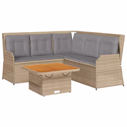vidaXL Set Divani da Giardino 4 pz con Cuscini in Polyrattan Beige - Vista aggiuntiva 2