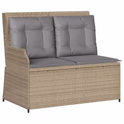 vidaXL Set Divani da Giardino 4 pz con Cuscini in Polyrattan Beige - Vista aggiuntiva 3