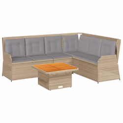 vidaXL Set Divani da Giardino 5 pz con Cuscini in Polyrattan Beige - Vista aggiuntiva 2