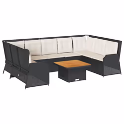 vidaXL Set Salotto da Giardino con Cuscini 7pz Nero Polyrattan - Vista aggiuntiva 2