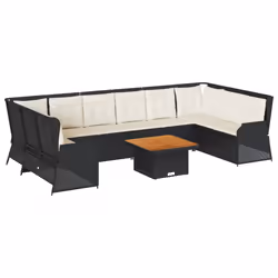 vidaXL Set Salotto da Giardino con Cuscini 7pz Nero Polyrattan - Vista aggiuntiva 2