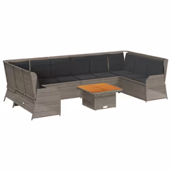 vidaXL Set Divani da Giardino 7 pz con Cuscini in Polyrattan Grigio - Vista aggiuntiva 2