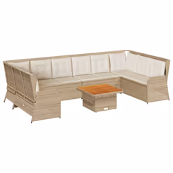vidaXL Set Divani da Giardino 7 pz con Cuscini in Polyrattan Beige - Vista aggiuntiva 2
