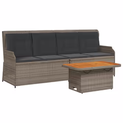 vidaXL Set Divani da Giardino 3 pz con Cuscini in Polyrattan Grigio - Vista aggiuntiva 2
