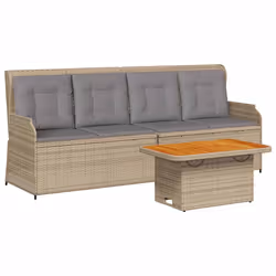 vidaXL Set Divani da Giardino 3 pz con Cuscini in Polyrattan Beige - Vista aggiuntiva 2