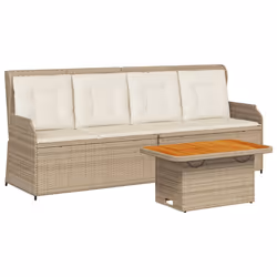 vidaXL Set Divani da Giardino 3 pz con Cuscini in Polyrattan Beige - Vista aggiuntiva 2