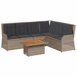 vidaXL Set Divani da Giardino 5 pz con Cuscini in Polyrattan Grigio - Vista aggiuntiva 2