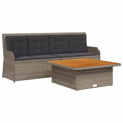 vidaXL Set Divani da Giardino 3 pz con Cuscini Grigio in Polyrattan - Vista aggiuntiva 2