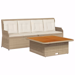 vidaXL Set Divano da Giardino 3 pz con Cuscini Beige in Polyrattan - Vista aggiuntiva 2