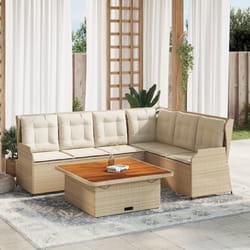 vidaXL Set Divani da Giardino 5 pz con Cuscini in Polyrattan Beige