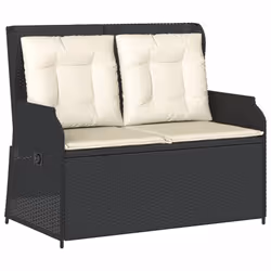 vidaXL Set Divani da Giardino 3 pz con Cuscini Nero in Polyrattan - Vista aggiuntiva 3