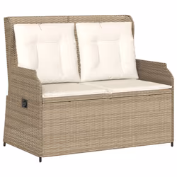 vidaXL Set Divani da Giardino 3 pz con Cuscini in Polyrattan Beige - Vista aggiuntiva 3