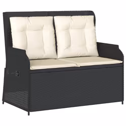 vidaXL Set Divani da Giardino 3 pz con Cuscini Nero in Polyrattan - Vista aggiuntiva 3