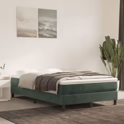 vidaXL Giroletto a Molle con Materasso Verde Scuro 120x190 cm Velluto - Vista aggiuntiva 3