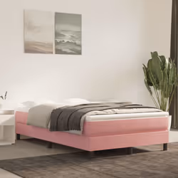 vidaXL Giroletto a Molle con Materasso Rosa 120x190 cm in Velluto - Vista aggiuntiva 3