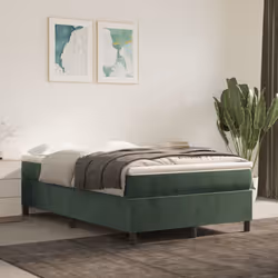 vidaXL Giroletto a Molle con Materasso Verde Scuro 120x190 cm Velluto - Vista aggiuntiva 3